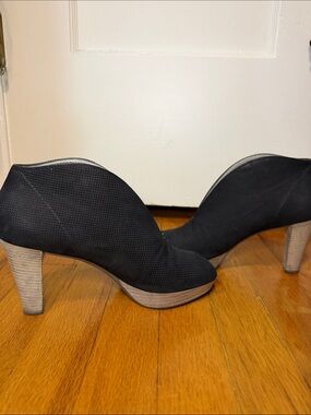 Paul Green Black Perforated Peep-Toe Ankle Booties
